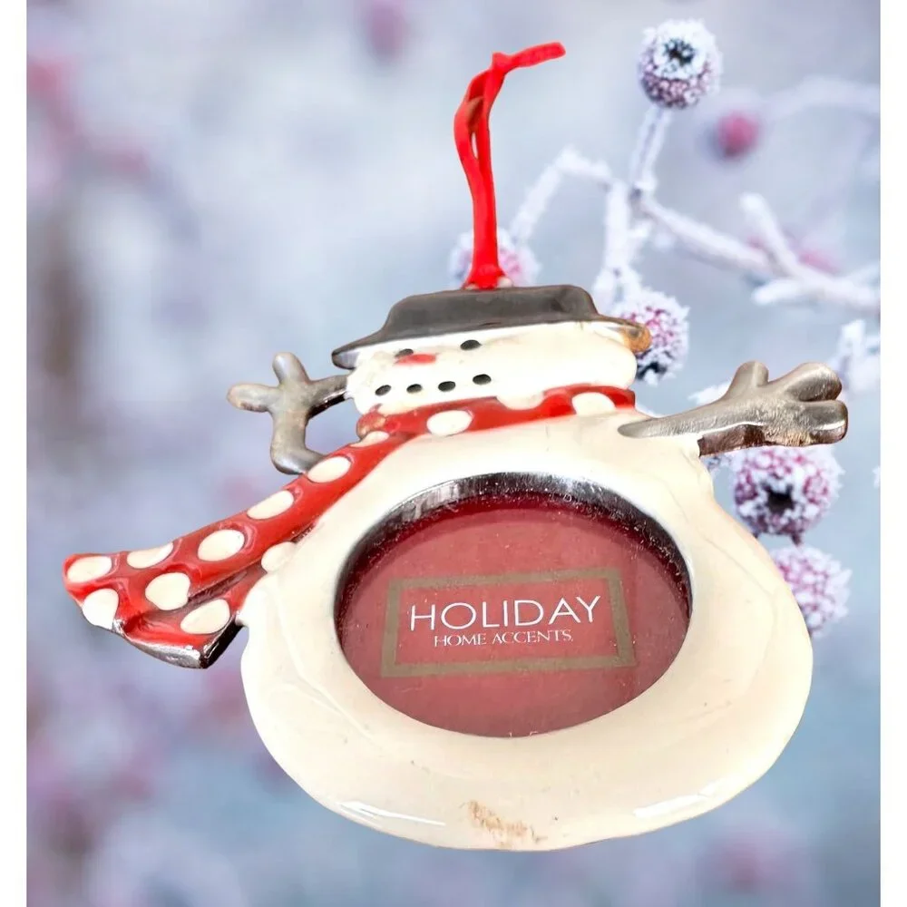 Vintage Snowman Ornament Holiday Home Accents Picture Frame Christmas Valentine